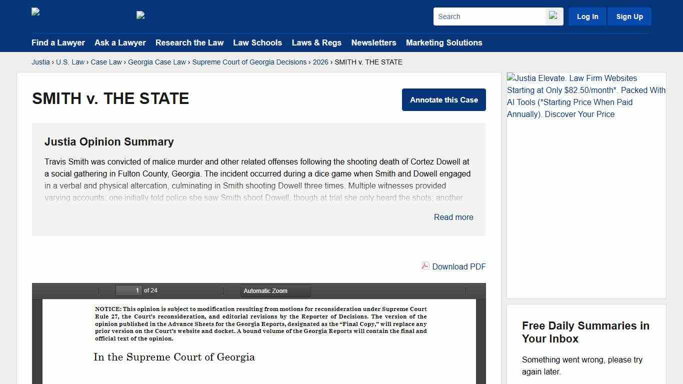 SMITH v. THE STATE :: 2026 :: Supreme Court of Georgia Decisions :: Georgia Case Law :: Georgia Law :: U.S. Law :: Justia